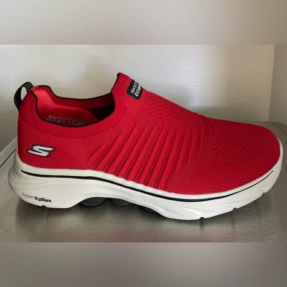 NWT-SKECHERS..MENS RED GO WALK HYPER PILLAR SNEAKERS - Picture 2 of 16